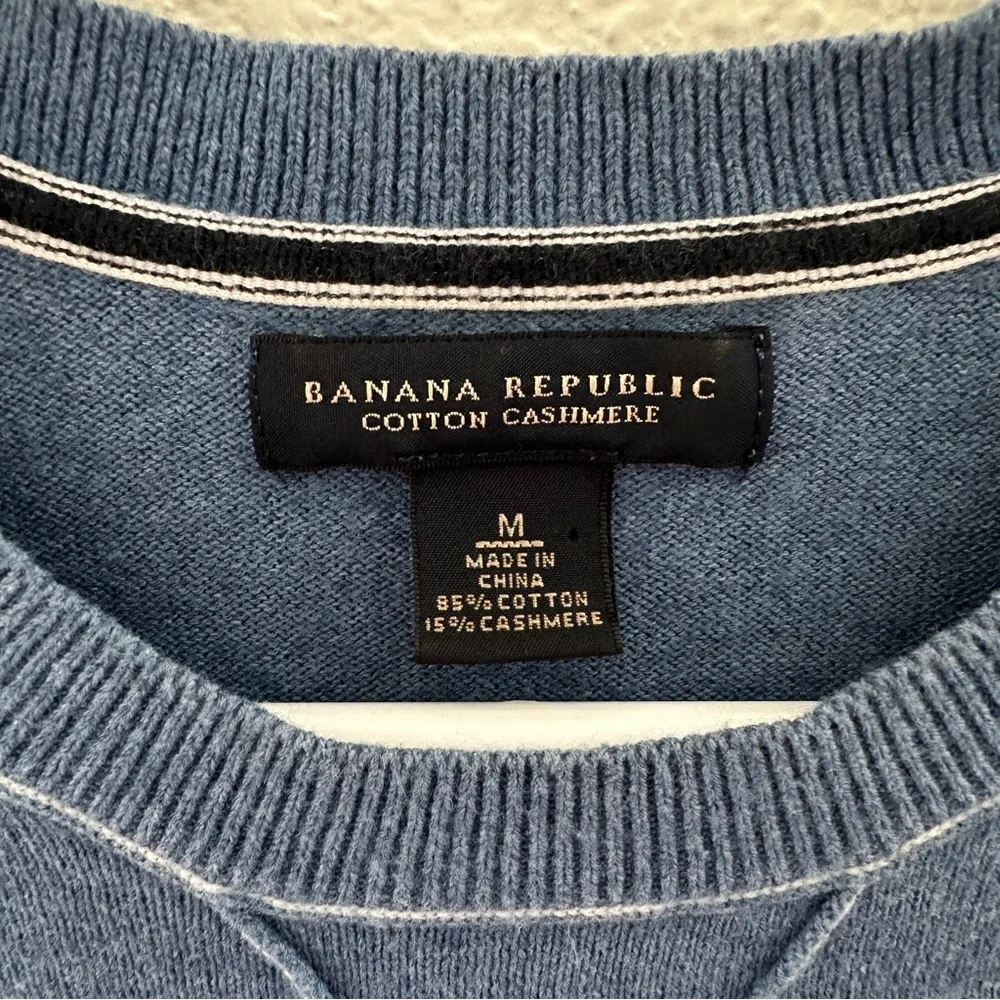 Banana Republic Blue Cotton Cashmere Blend Sweater M - Classic‎ Preppy Cozy